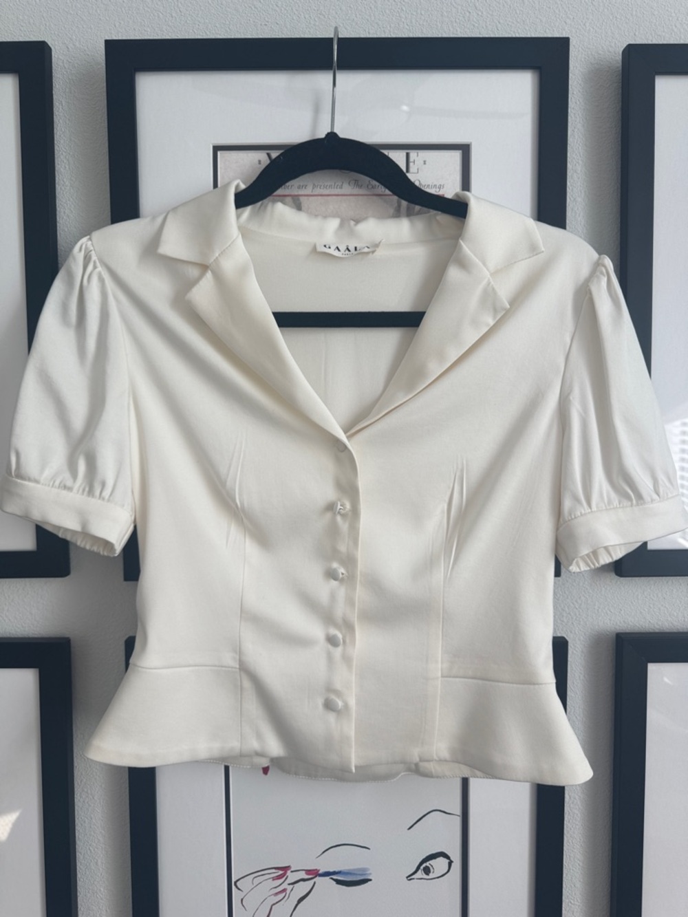 GAALA Cream Short-Sleeve Peplum Blouse